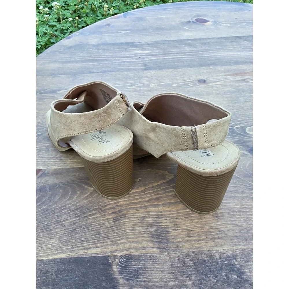 NEW Dexflex Comfort Open Toe Faux Suede Slingback Block Heel Size 8 #6430844